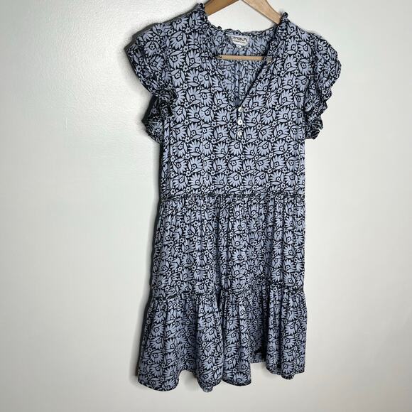 Omika Wilora Mini Dress Womens Small Blue Floral Tiered Pockets Ruffle Feminine - Picture 4 of 13